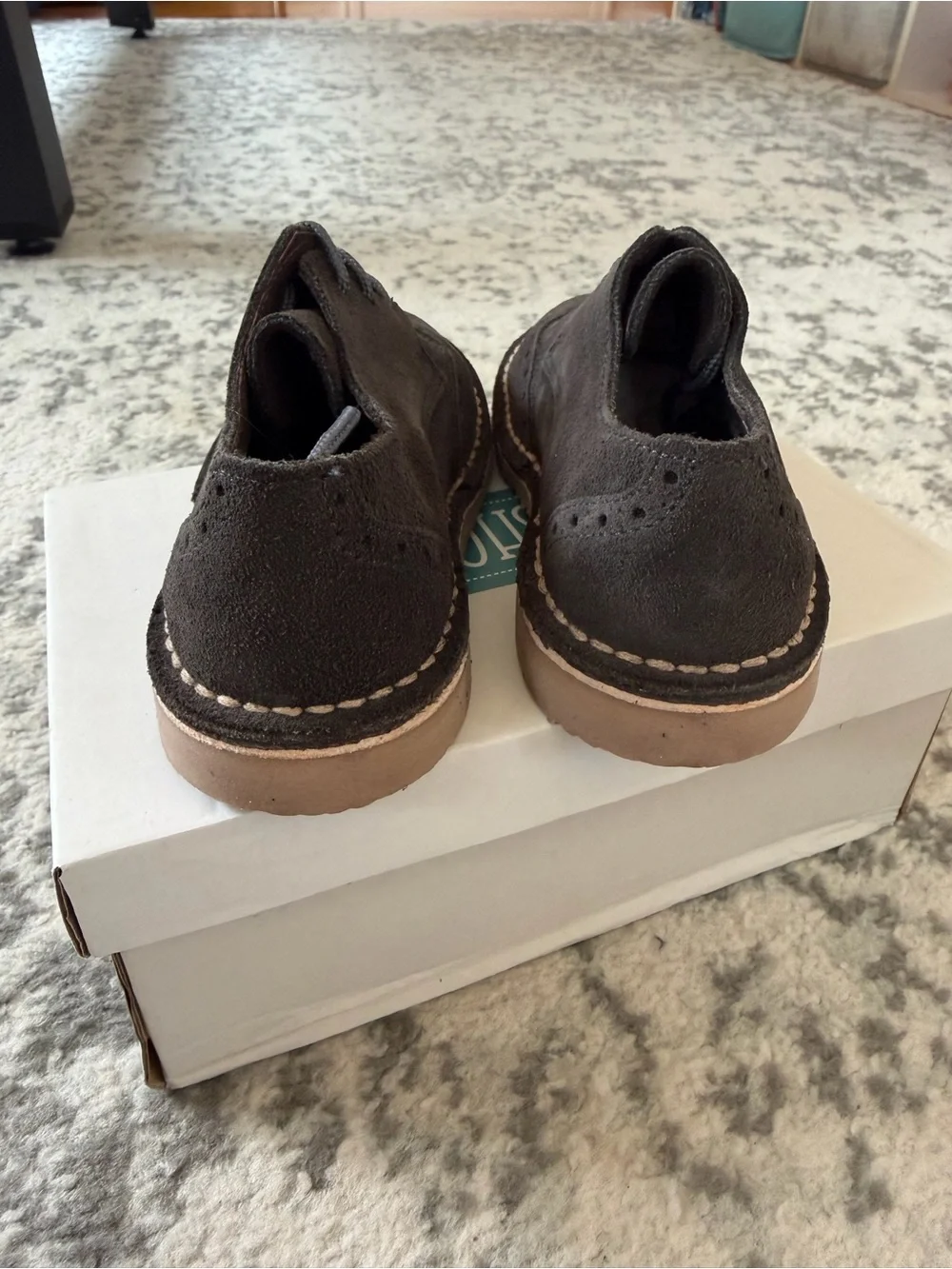 Kids Suede Wingtip Dress Shoes in Dark Gray